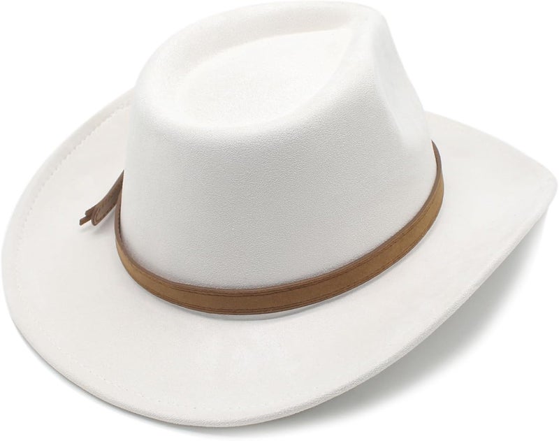 CCAKXCJJ Unisex Western Suede Cowboy Cowgirl Hat Classic Wide Brim Fedora Hat for Men &Women - Image 5